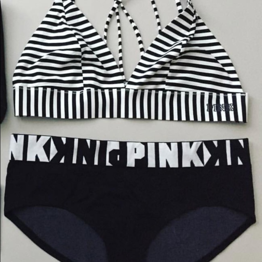 Victoria’s Secret PINK unpadded halter bra panty